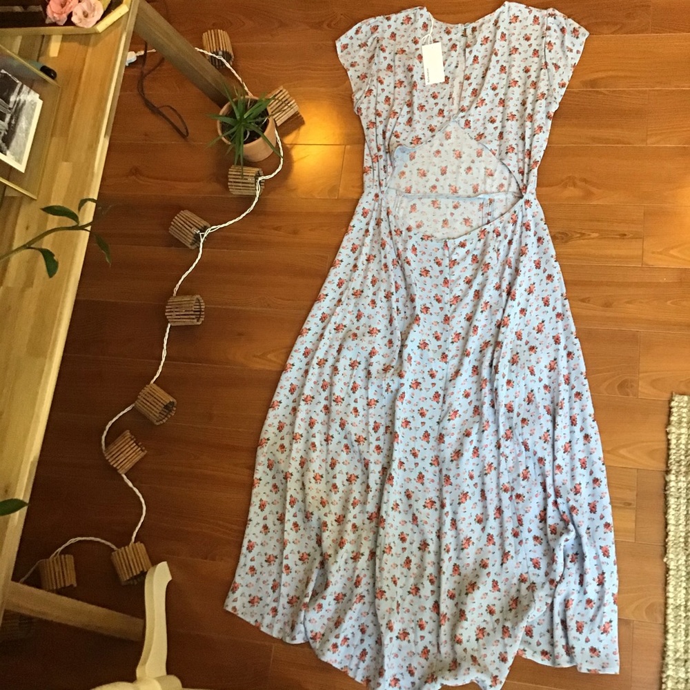 Reformation floral cap sleeve maxi dress back cuto - Picture 10 of 12